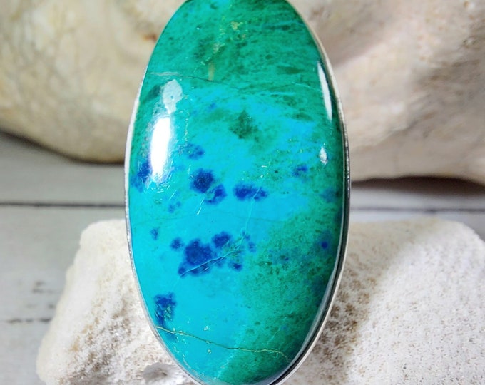 Natural Premium Grade Mesmerizing Shattuckite Handmade .925 Sterling Silver Ring Size 8 1/2 GL