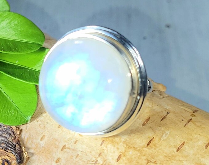 Moonstone Ring, Moonstone Sterling Silver Ring, Handmade Moonstone Ring Size 5.75 Sterling Silver Ring, Statement Ring, Gift for Her, FC