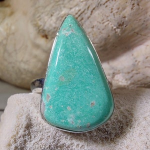 Natural Premium Variscite Sterling Silver Ring, Variscite Trilliant Ring Size 9.75, Statement Ring, Boho Ring, GN