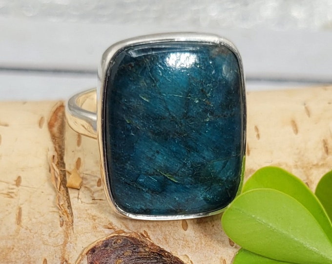 Apatite Sterling Silver Ring, .925 Sterling Silver Apatite Ring, Statement Ring, Boho Ring, Gift for her, Size 8 , Premium Apatite, DD
