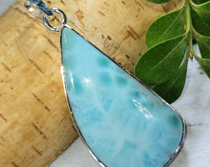 Larimar Pendant, Larimar Sterling Silver Pendant, Handmade Larimer Sterling Silver Pendant, Statement Pendant, Boho Pendant FC16 Gift
