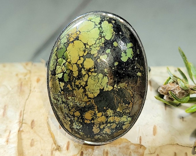 Natural High Grade Tibet Turquoise Handmade .925 Sterling Silver Ring Size 9.5 7 Grams Face 1" x 3/4" AL29
