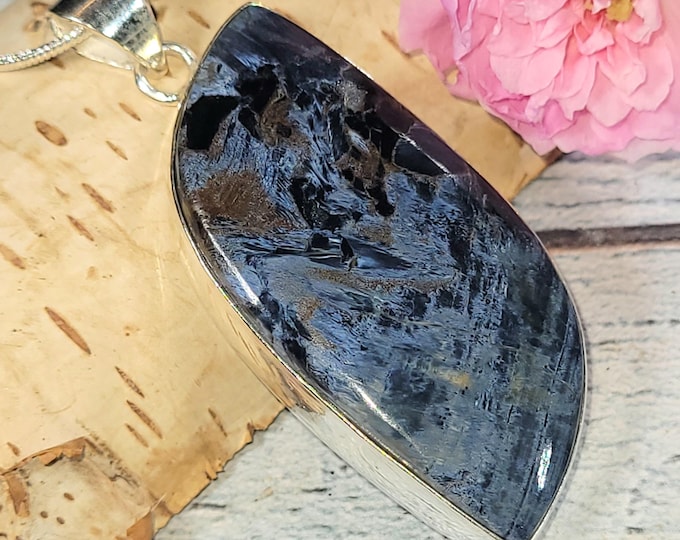 Handmade Pietersite Sterling Silver Pendant: Freeform Statement Jewelry JV05