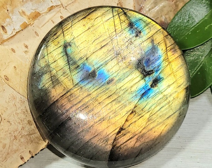 Natural Top Grade Multi-Flash Labradorite Round Cabochon 50ct 10 Grams 30mm Wire Wrapping, Weaving or Pendant, Collector AF06