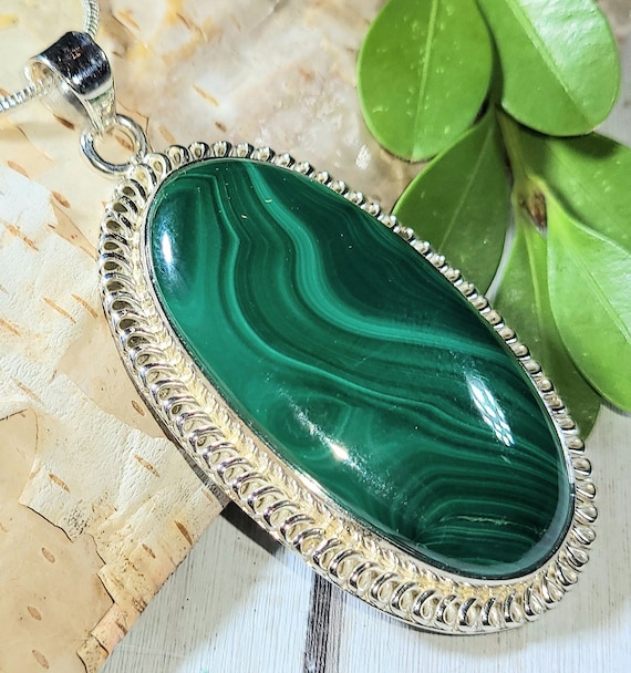 handcrafted malachite sterling silver malachite pendant
