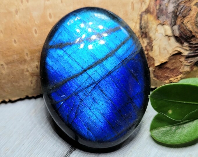 Natural Premium Grade Multi Flash Labradorite Oval Cabochon 50ct 1 Stone Wire Wrapping, Weaving, Pendant or Ring BA09