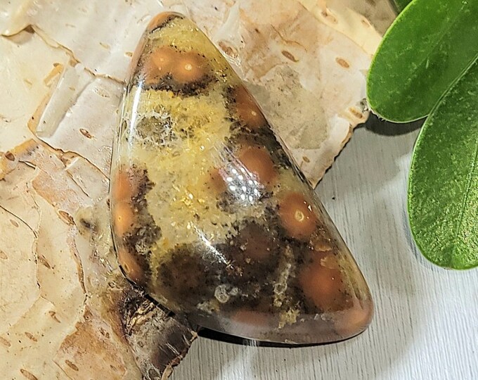 Natural High Grade Colorful Ocean Jasper Freeform Cabochon 30ct 30mm x 17mm Wire Wrapping, Weaving or Pendant, Collector AD14