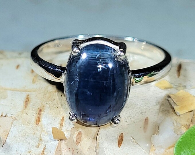 Natural Excellent Quality Oval Kyanite .925 Sterling Silver Ring Size 8 3 Grams 1/2" x 3/8" EY19
