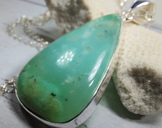 Aquaprase Pendant, Aqua Chalcedony Sterling Silver Pendant, Aquaprase Sterling Silver Pendant. Handmade Pendant, Gift for Her, GV18