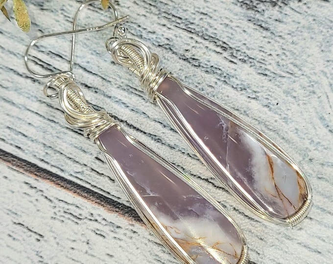 Purple Opalized Agate Sterling Silver Earrings: Artisan Crafted