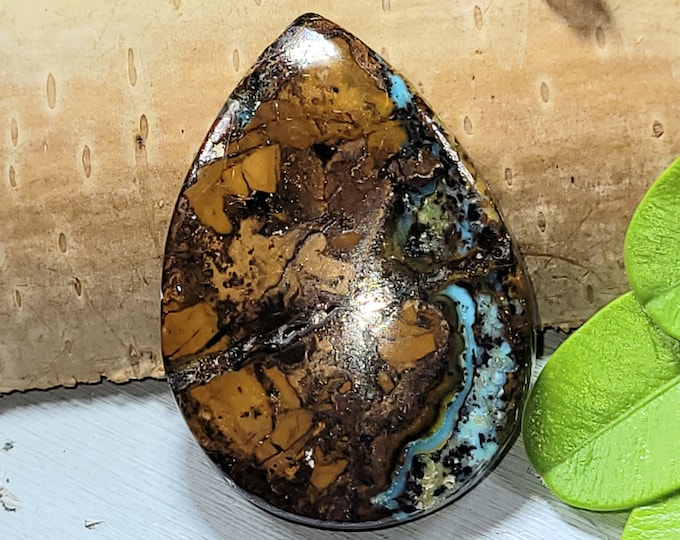 Zarinite Pear Cabochon, Rare Zarinite Pear Cabochon, Premium Grade Zarinite 29ct Cabochon, Wire Wrapping, Pendant, Gift for Her, DU35
