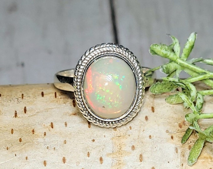 Ethiopian Opal Ring, Ethiopian Opal Sterling Silver Ring, Multi Color Opal Ring, Statement Ring, Handmade Ring, Gift for Her, DS Size 8.5