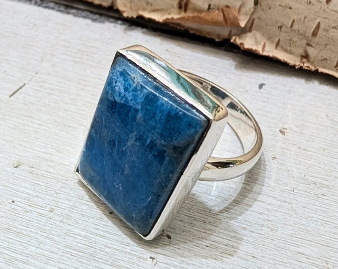 Natural Premium Grade Apatite Gemstone Ring, Handmade Apatite Sterling Silver Ring Size 8, Boho Ring, Apatite Ring, HV