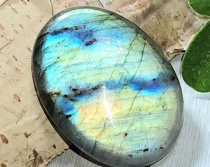Natural Top Grade Multi-Flash Labradorite Oval Cabochon 35ct 7 Grams 28mm x 21mm Wire Wrapping, Weaving or Pendant, Collector AD08