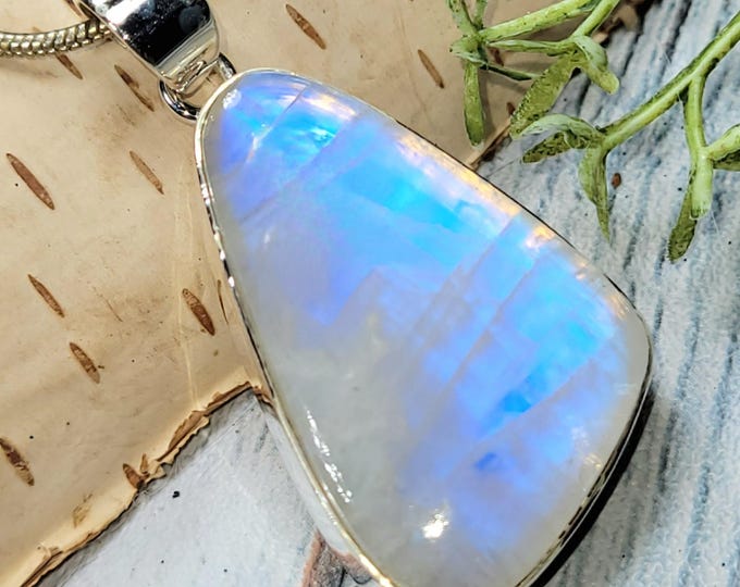 Moonstone Pendant, Moonstone Sterling Silver Pendant, Multi Flash Moonstone Pendant, Handmade Pendant, Statement Moonstone Pendant, JD03