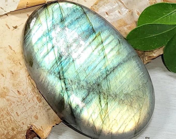 Natural Choice Multi-Flash Labradorite Oval Cabochon 60ct 40mm x 26mm Wire Wrapping, Weaving or Pendant, Collector AT02