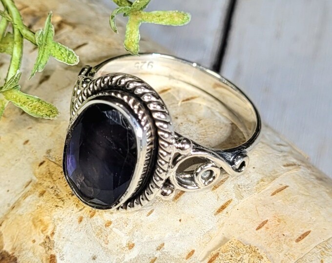 Iolite Ring, Iolite Sterling Silver Ring, Handmade Iolite Sterling Silver Ring Size 9.5, Statement Iolite Ring, Gift for Her, HE