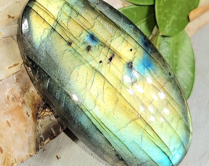 Natural Top Grade Multi-Flash Labradorite Oval Cabochon 40ct 8 Grams 38mm x 22mm Wire Wrapping, Weaving or Pendant, Collector LE19
