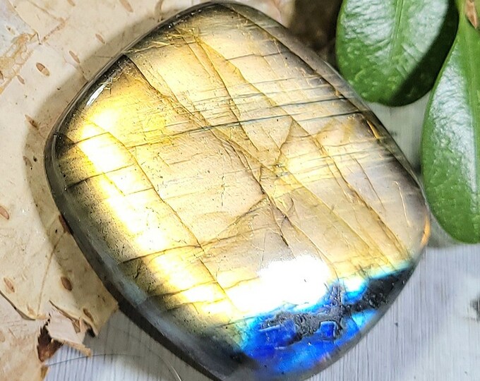 Natural Multi-Flash Labradorite Cushion Cabochon 50ct 10 Grams 29mm x 26mm Wire Wrapping, Weaving or Pendant EZ26