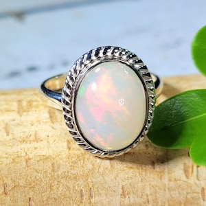 Ethiopian Opal Ring, Ethiopian Opal Sterling Silver Ring, Multi Color Opal Ring, Statement Ring, Handmade Ring, Gift for Her, FK Size 6.5