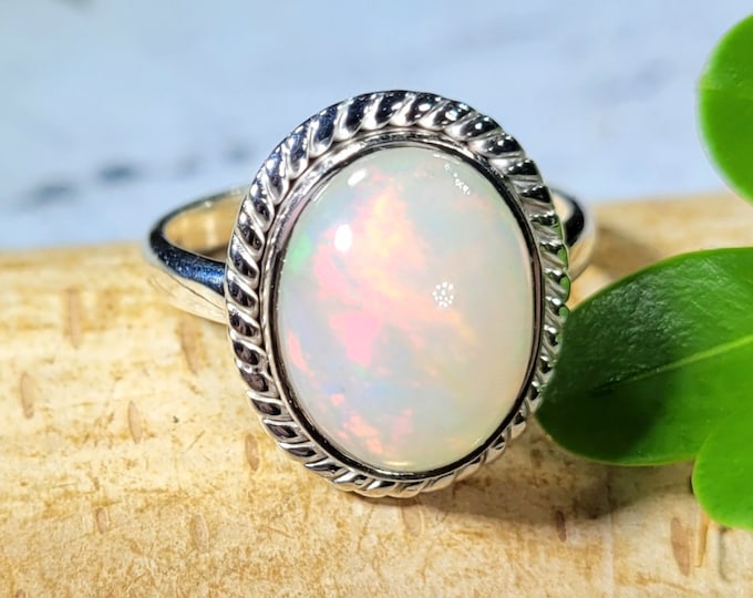 Ethiopian Opal Ring, Ethiopian Opal Sterling Silver Ring, Multi Color Opal Ring, Statement Ring, Handmade Ring, Gift for Her, FK Size 6.5