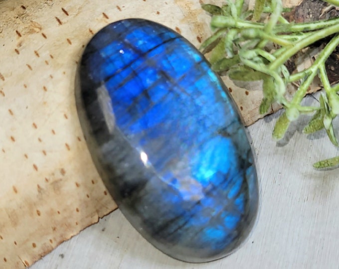 Labradorite Cabochon, Labradorite Oval Cabochon, 69.50ct, Blue Labradorite Cabochon, Wire Wrapping, Weaving, Pendant, Gift for Her, HK11