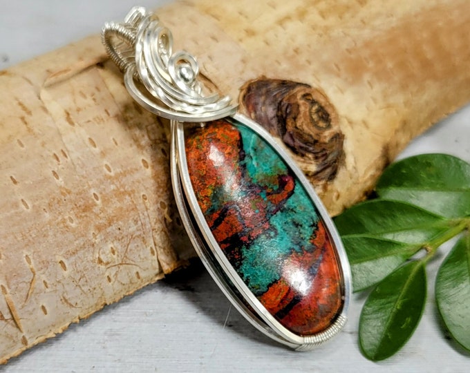 Sonora Jasper Pendant, Sonora Sunset Jasper Pendant, Wire Wrapped Sunset Jasper Pendant, Sunrise Jasper Pendant,  Sterling Silver Wrapped CR