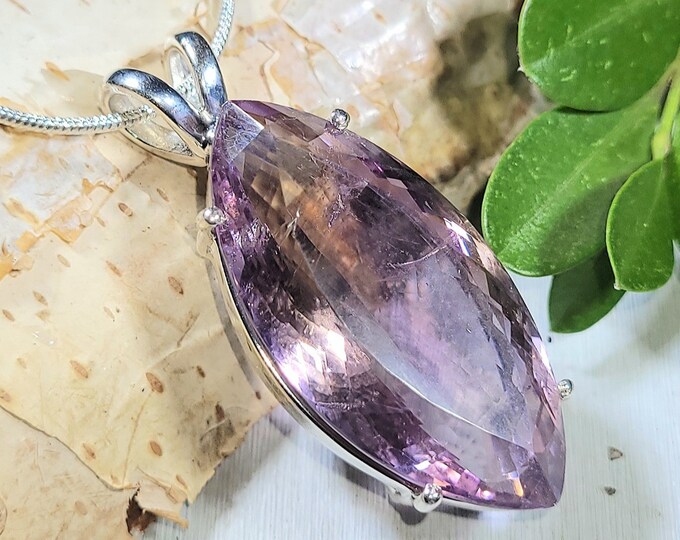 Natural Marquise Cut Ametrine .925 Sterling Silver Pendant weighs 12 grams and measures 1 5/8" x 11/16" AB37