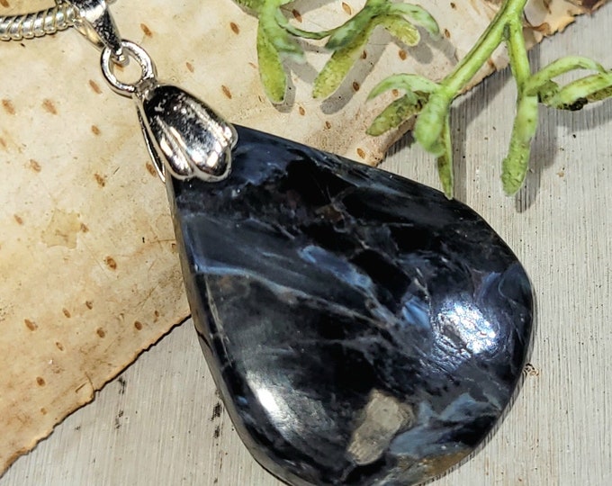 Pietersite Pendant, Blue Pietersite Sterling Silver Pendant, Handmade Pear Pietersite  Pendant, Statement Pendant, Gift for Her, HD29