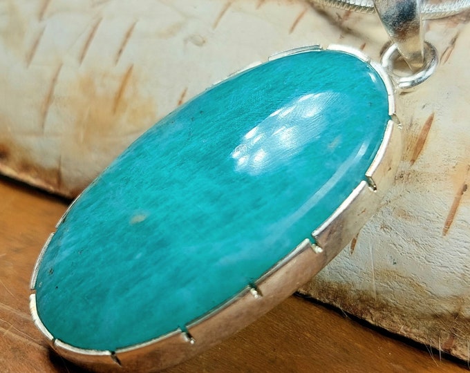 Amazonite Sterling Silver Pendant, Handmade Amazonite Pendant, Gift for Her, Statement Amazonite Pendant, GC32