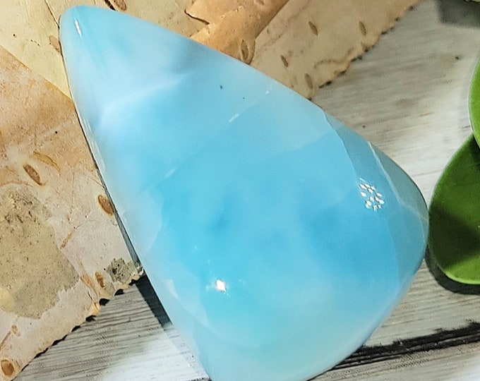 Natural Top Quality Dominican Larimar Pear Cabochon 20ct 25mm x 16mm Wire Wrapping, Weaving, Pendant EV24