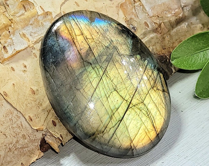 Natural Top Grade Multi-Flash Labradorite Oval Cabochon 40ct 8 Grams 32mm x 23mm Wire Wrapping, Weaving or Pendant, Collector AJ36