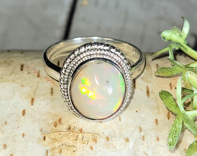 Ethiopian Opal Ring, Ethiopian Opal Sterling Silver Ring, Multi Color Opal Ring, Statement Ring, Handmade Ring, Gift for Her, DS Size 8.5