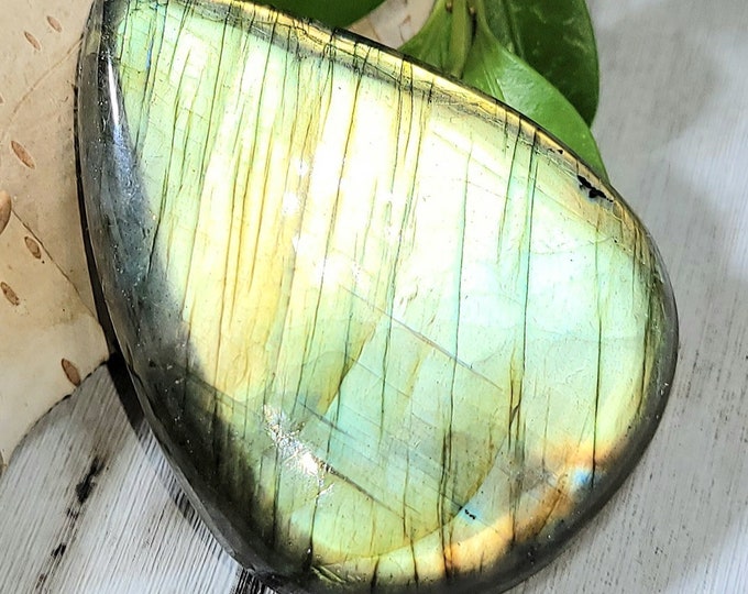 Natural Top Grade Multi-Flash Labradorite Pear Cabochon 80ct 16 Grams 40mm x 30mm Wire Wrapping, Weaving or Pendant, Collector LE15
