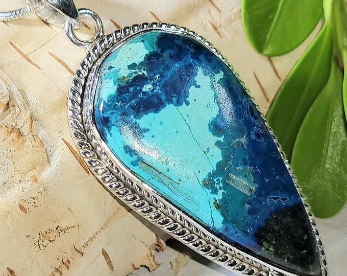Natural Best AAA Quality Shattuckite .925 Sterling Silver Pendant 14 Grams 2 1/8" x 1" EJ22