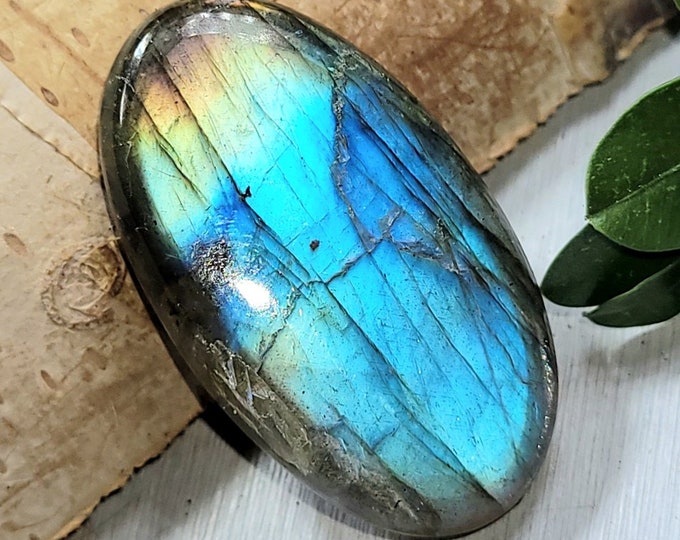 Natural Multi Fire Labradorite Oval Cabochon 30ct 6 Grams 31mm x 18mm Wire Wrapping, Weaving or Pendant, Collector CK20