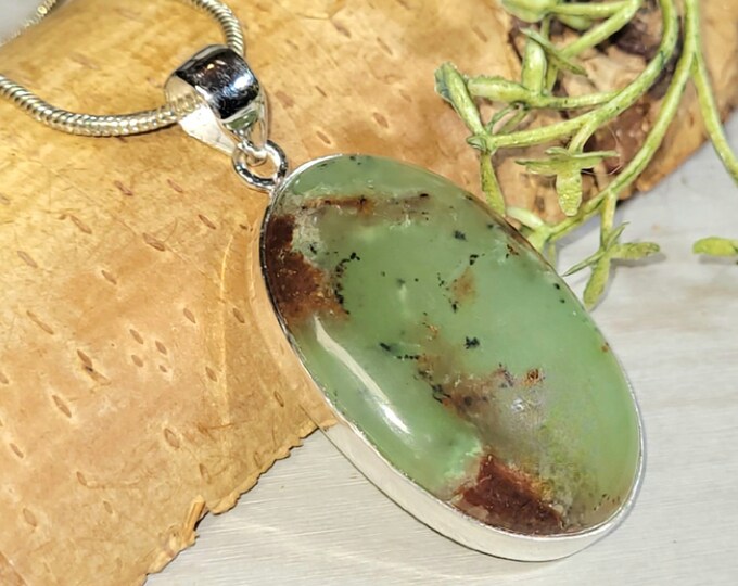 Aquaprase Pendant, Aqua Chalcedony Sterling Silver Pendant, Aquaprase Sterling Silver Pendant. Handmade Pendant, Gift for Her, GR09