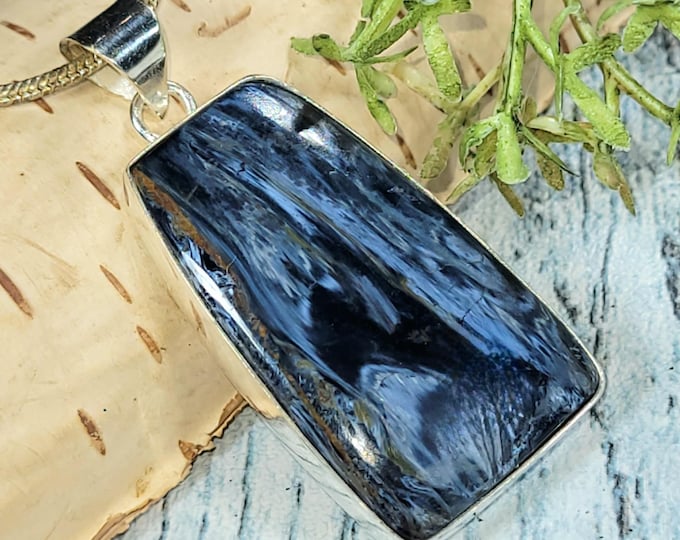 Handmade Pietersite Sterling Silver Pendant: Freeform Statement Jewelry