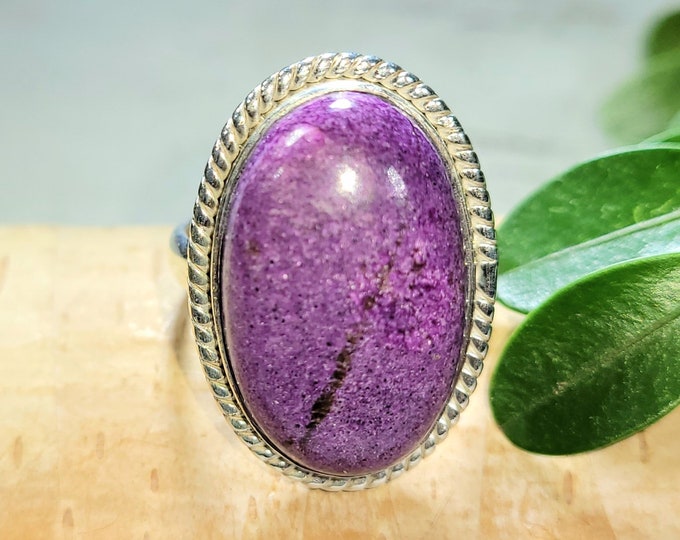 Stichtite Ring, Stichtite Sterling Silver Ring, Premium Grade Stichtite Ring, Statement Ring, Handmade Ring, Gift for Her, Size 7, DR
