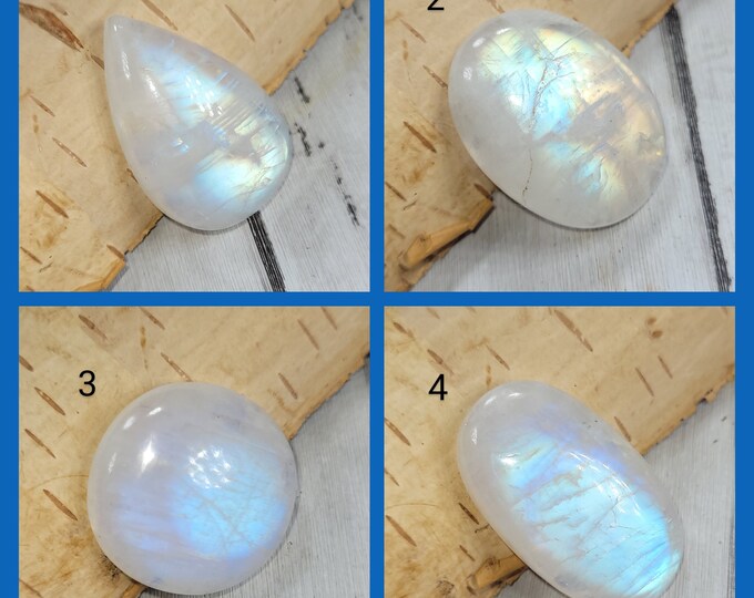 Moonstone Cabochons, Rainbow Moonstone, Blue Flash Moonstone Cabochons, Cabochons for Wire Wrapping, Moonstone Cabs 30 carats each.