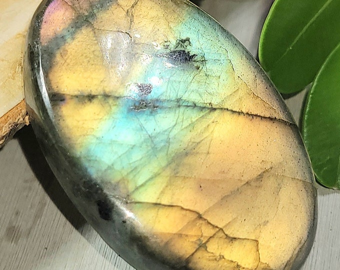 Natural Multi-Flash Labradorite Oval Cabochon 75ct 42mm x 27mm Wire Wrapping, Weaving or Pendant, Collector LB32