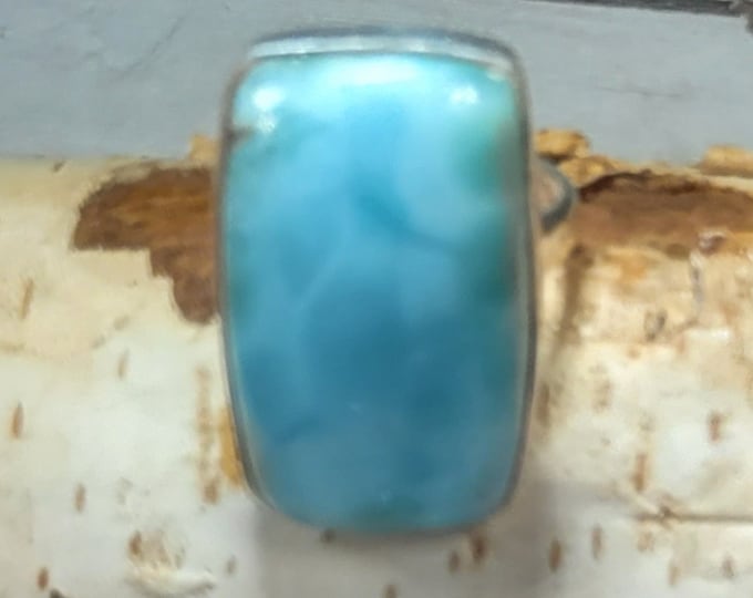 Larimar Ring, Dominican Larimar Sterling Silver Ring, Larimar Silver Ring, Premium Larimar Sterling Silver Ring  Size 6 Gift for Her, FB