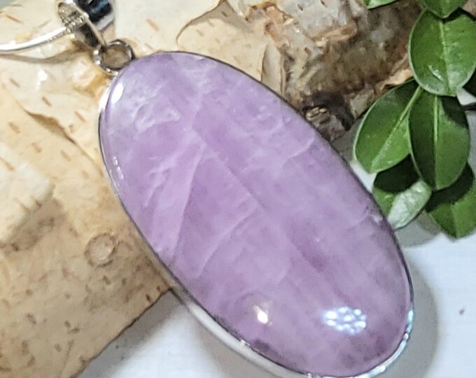 Natural Top Grade Huge Kunzite Handmade .925 Sterling Silver Pendant Measures 2 1/2" x 1 1/8" Weighs 22 grams AF35
