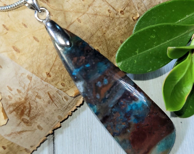 Natural Multi Color Opalized Wood Pear Cabochon  .925 Sterling Silver Pendant Custom Fit Sterling Silver Bail Gift for Her Genuine Stone