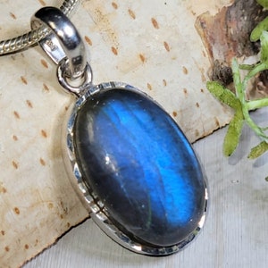 Labradorite Pendant, Blue Labradorite Sterling Silver Pendant, Handmade  Labradorite Pendant, Gift for Her, Statement Pendant HD31