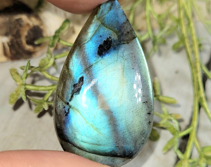 Labradorite Cabochon. Labradorite  Pear Cabochon, Labradorite 58.50ct Cabochon, Wire Wrapping, Weaving, Pendant, HJ08, Gift for Her