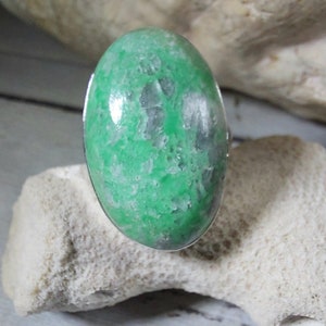 Natural Premium Variscite Sterling Silver Ring, Variscite Pear Ring Size 6.5, Statement Ring, Boho Ring, GN