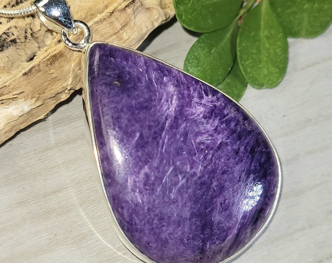 Charoite Pendant, Charoite Sterling Silver Pendant, Premium Grade Charoite Pendant, Statement Pendant, Gift for Her, Handmade Pendant, GE18
