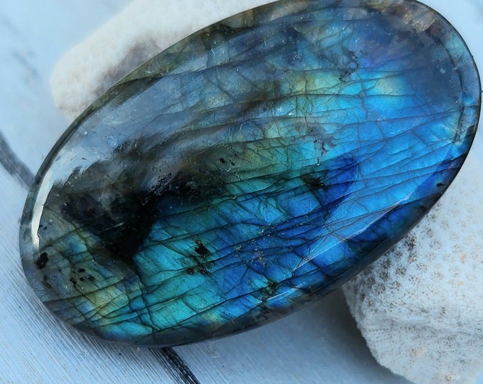 Blue Flash Labradorite Cabochon, Labradorite Oval Cabochon 75ct, Labradorite Cabochon, Wire Wrapping, Weaving, Pendant, Collector GB17