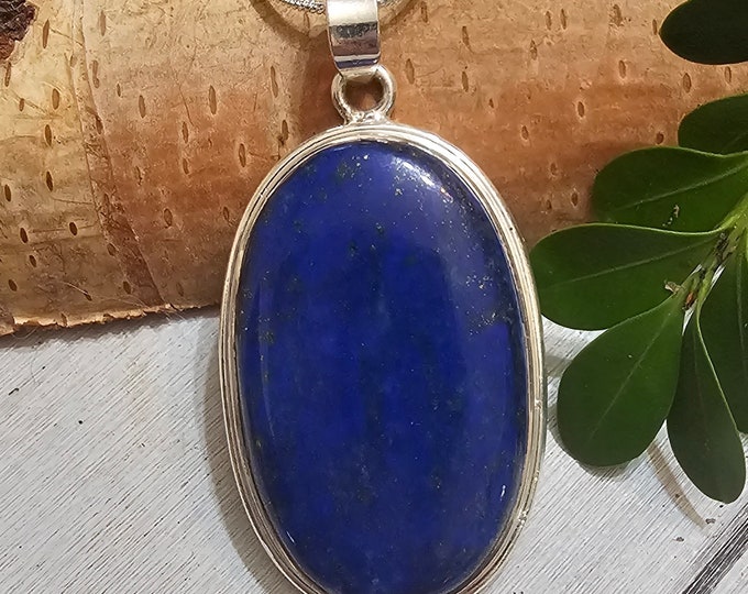 Lapis Lazuli Pendant, Lapis Sterling Silver Pendant, Handmade Pendant, Gift for Her, Statement Pendant, FV26